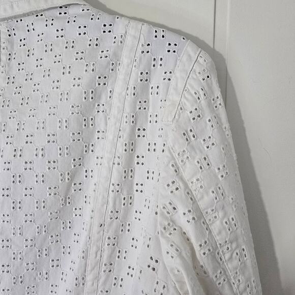Talbots White Eyelet Blazer Stretch Lightweight Workwear Size 12P - Picture 5 of 9